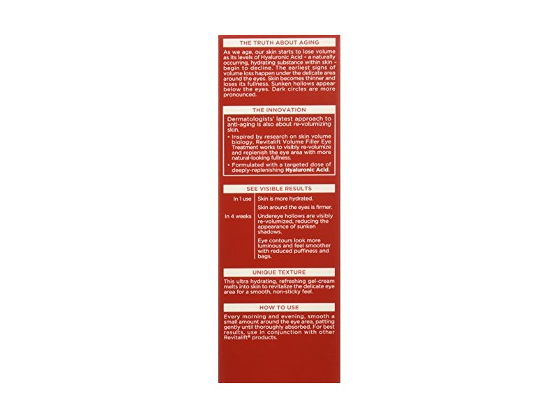 L'Oreal Paris Skin Care Revitalift Volume Filler Eye Treatment, 0.5 fl oz/15 m