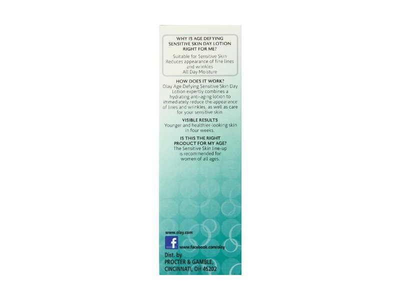 Olay Age Defying Sensitive Skin Day Lotion, SPF 15, 3.4 fl oz/100 mL