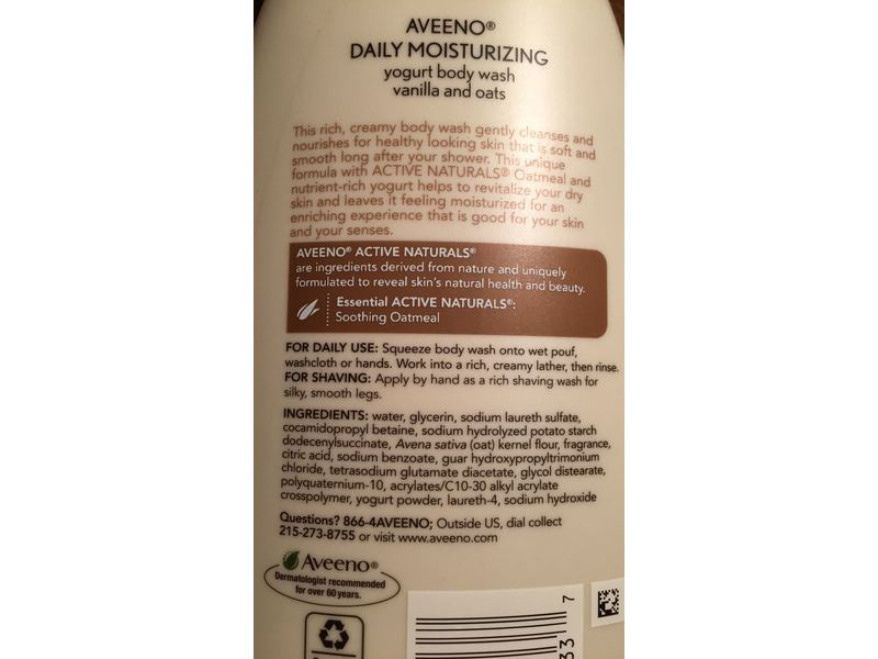 Aveeno Daily Moisturizing Yogurt Body Wash, 18 fl oz/532 mL