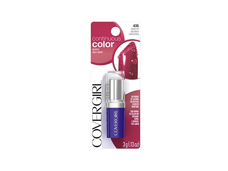 CoverGirl Continuous Color Lipstick, Classic Red 580, 0.13 oz/3
