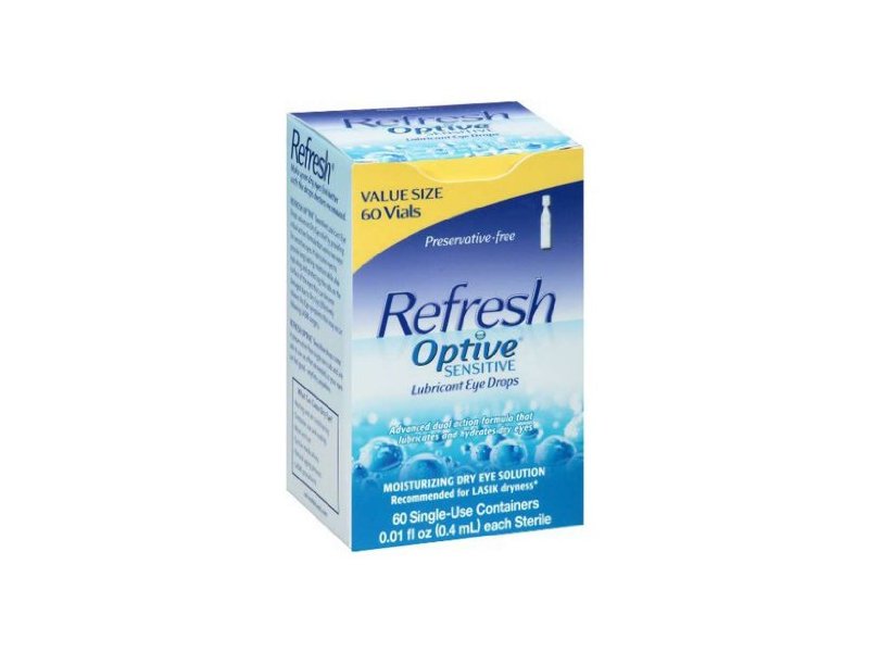 Refresh Optive Sensitive Lubricant Eye Drops Single Use Vials 60 Ea