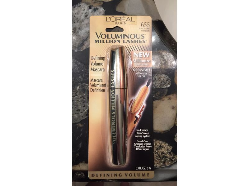 L'Oreal Paris Voluminous Million Lashes Mascara, Black Brown, 0.3 fl oz/9 mL