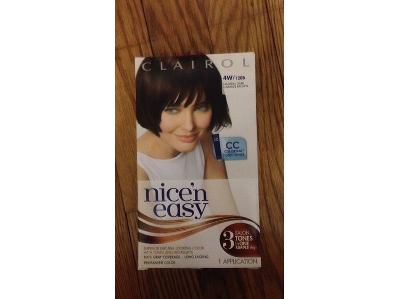 Clairol Nice'n Easy Permanent Hair Color, 4W/120B Natural Dark Caramel Brown, 1 Application.