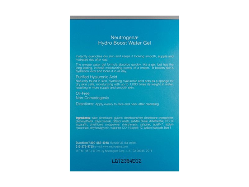 Neutrogena Hydro Boost Water Gel, Hyaluronic Acid, 1.7 oz/50 mL