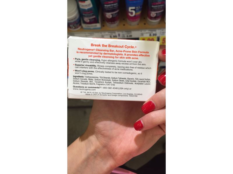 Neutrogena Facial Bar Acne Prone Skin Formula, 3.5 oz (Pack of 3)