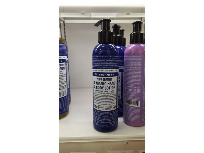Dr. Bronner's Peppermint Organic Hand & Body Lotion, 8 fl oz/237 mL