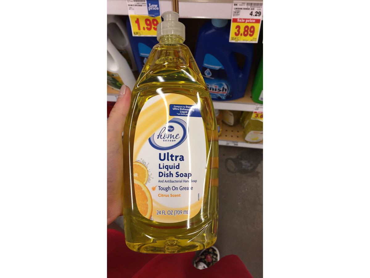 Kroger Home Senses Ultra Liquid Dish Soap Citrus Scent Ingredients and Reviews