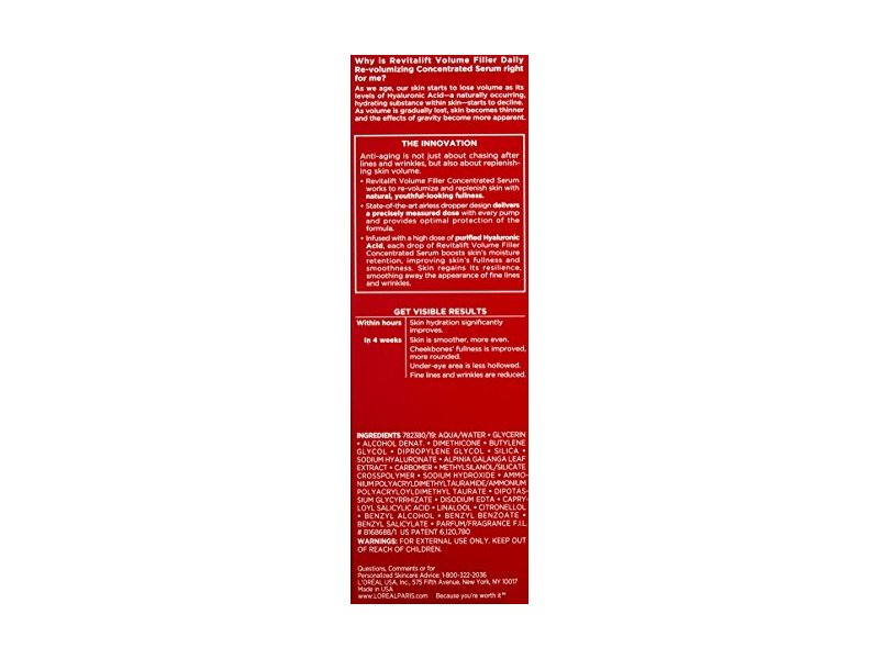 L'Oréal Paris Revitalift Volume Filler Daily Concentrated Serum, 0.5 fl oz/15 mL
