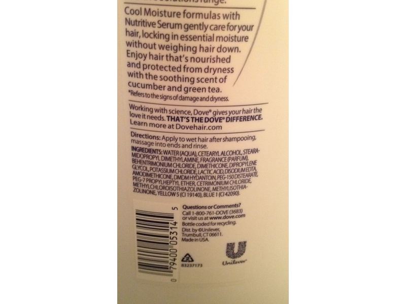Dove Cool Moisture Conditioner, Cucumber & Green Tea, 25.4 fl oz/750 mL.