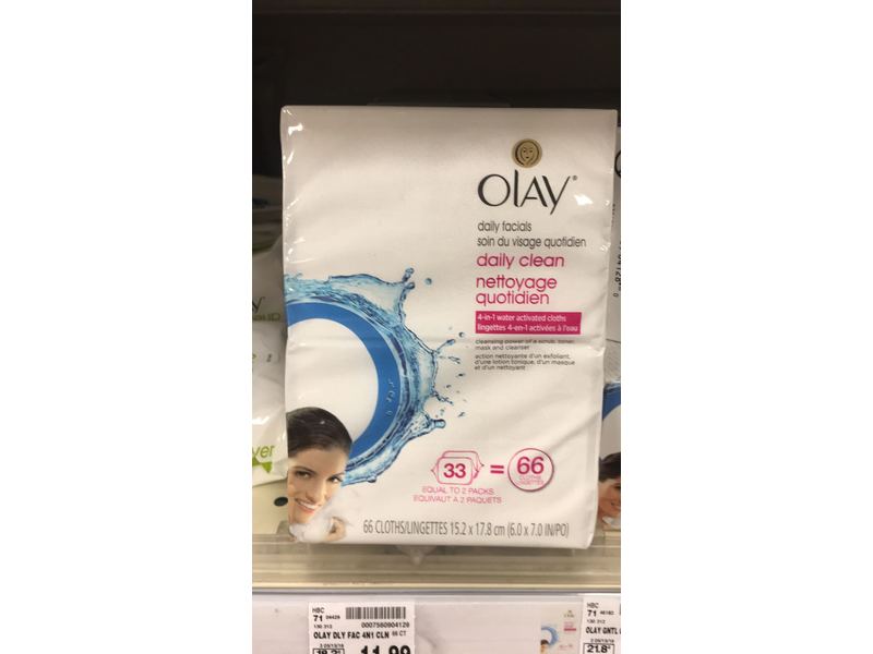 Olay Daily 4-in-1 Facial Cloth Normal Twin Pack, 66 Count