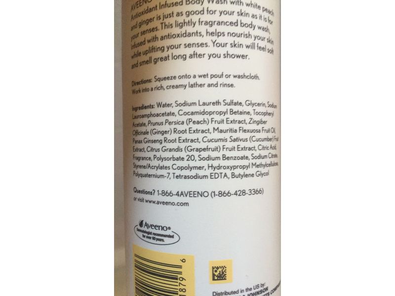 Aveeno Positively Nourishing Anti-oxidant Infused Body Wash, White Peach + Ginger, 16 fl oz/473 mL