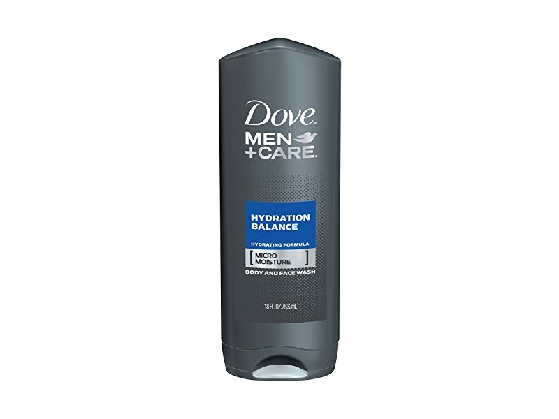 Dove Men + Care Body And Face Wash, Hydration Balance, 18 fl oz/532 mL.