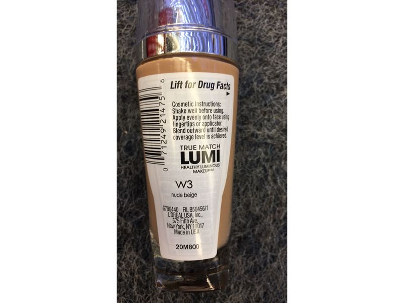 L'Oreal True Match Lumi Healthy Luminous Makeup, W3 Nude Beige (Pack of 2)