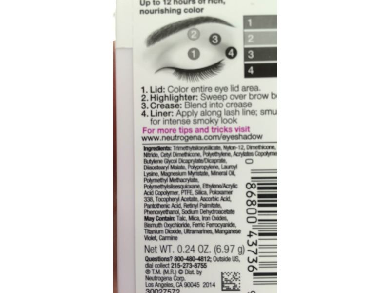 Neutrogena Nourishing Long Wear Eye Shadow + Built-In Primer, Smoky Steel, 0.24 oz