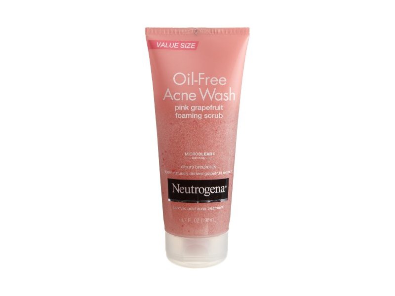 Neutrogena Oil-Free Acne Wash Scrub, Pink Grapefruit, Value Size, 6.7 Ounce