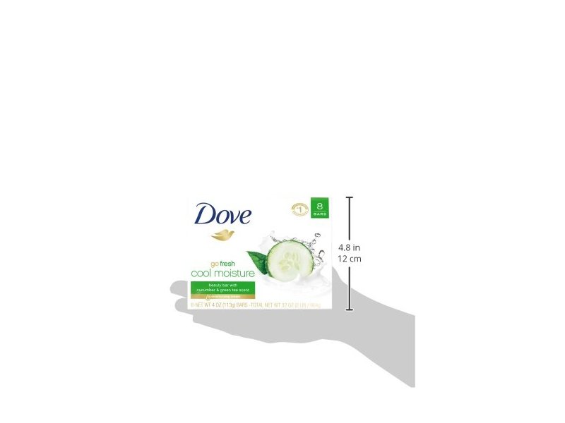 Dove Go Fresh Beauty Bar, Cucumber & Green Tea, 4 oz, Pack Of 8