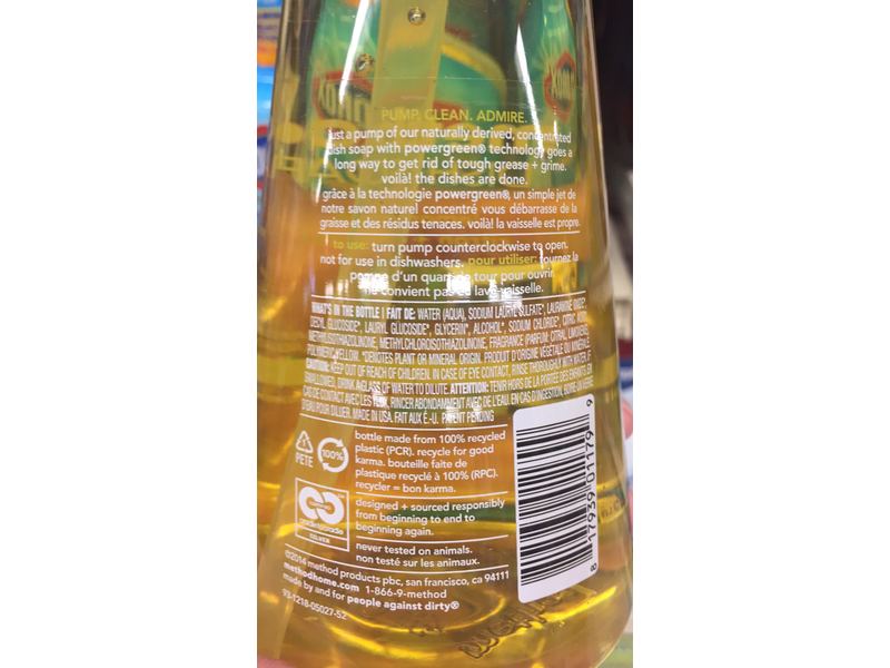 Method Dish Soap, Lemon Mint, 18 fl oz/532 mL