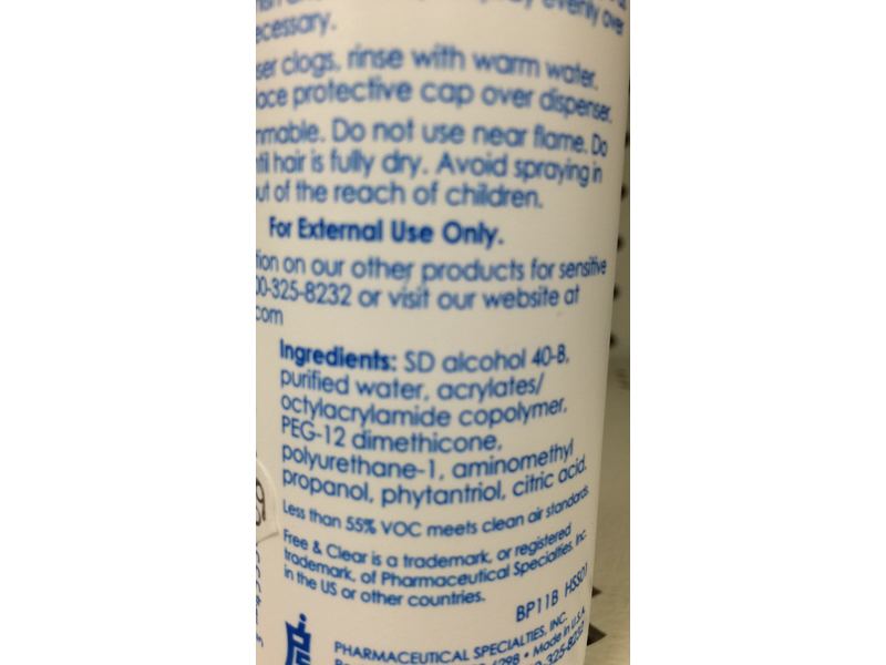 Free & Clear Hairspray Soft Hold, 8 fl oz (237 mL)