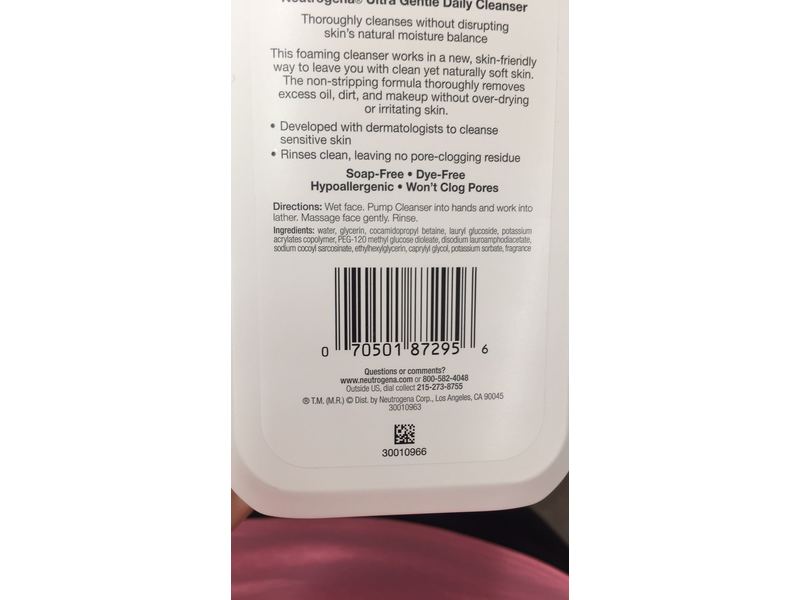 Neutrogena Ultra Gentle Daily Cleanser, Foaming Formula, 12 fl oz/ 354 mL