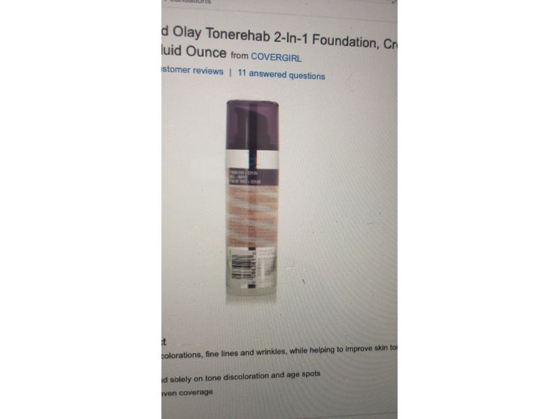 CoverGirl + Olay Tone Rehab 2-In-1 Foundation, Creamy Natural 120, 1 fl oz/30 mL