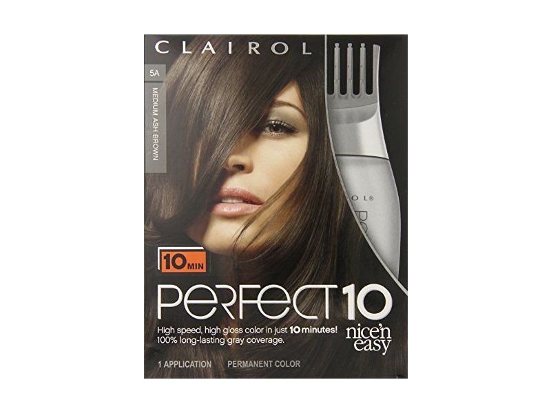 Clairol Perfect 10 Nice'N Easy Permanent Hair Color, 5A Medium Ash Brown, 1 Application