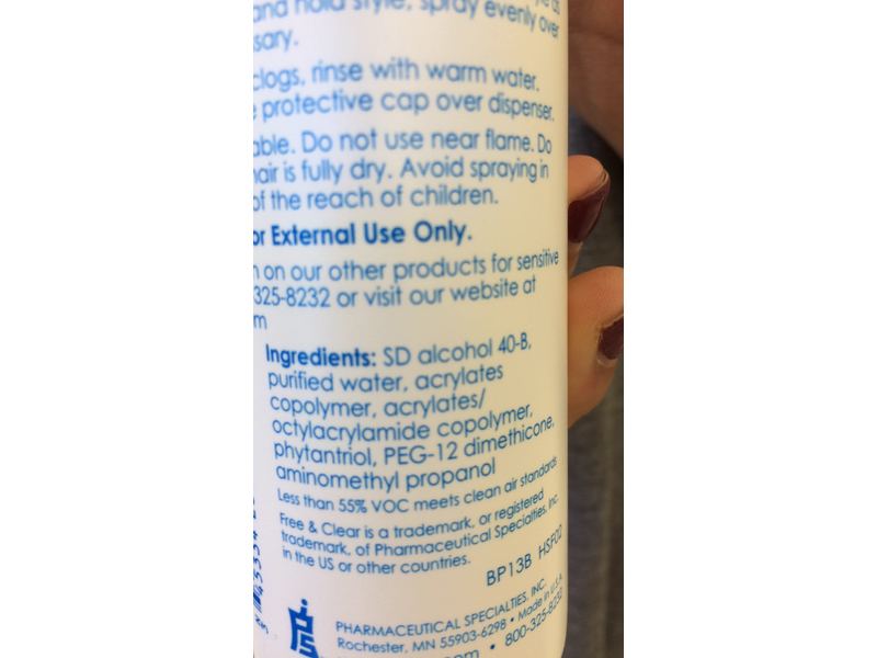 Free & Clear Hairspray Firm Hold, 8 fl oz (237 mL)