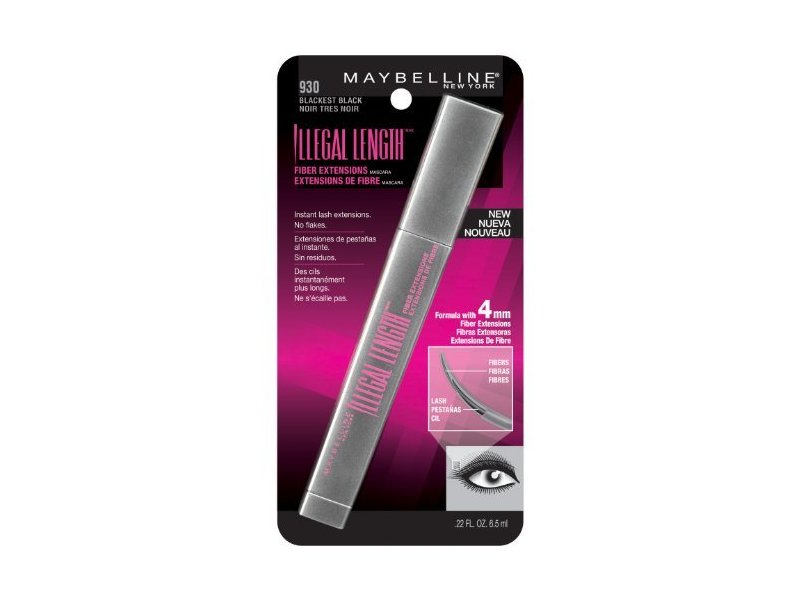 Maybelline Illegal Length Fiber Extensions Mascara, 930 Blackest Black, 0.22 fl oz