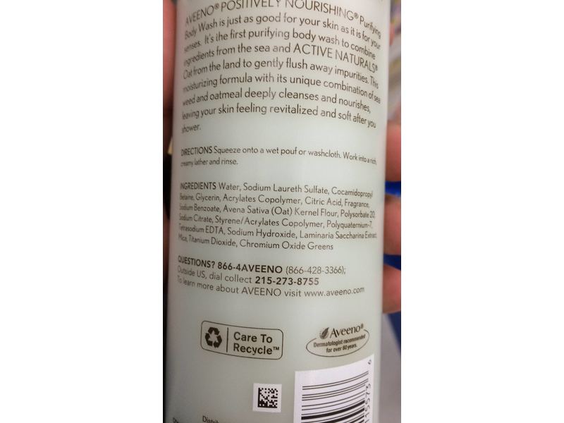 Aveeno Positively Nourishing Purifying Body Wash, Seaweed + Oatmeal, 16 fl oz/473 mL